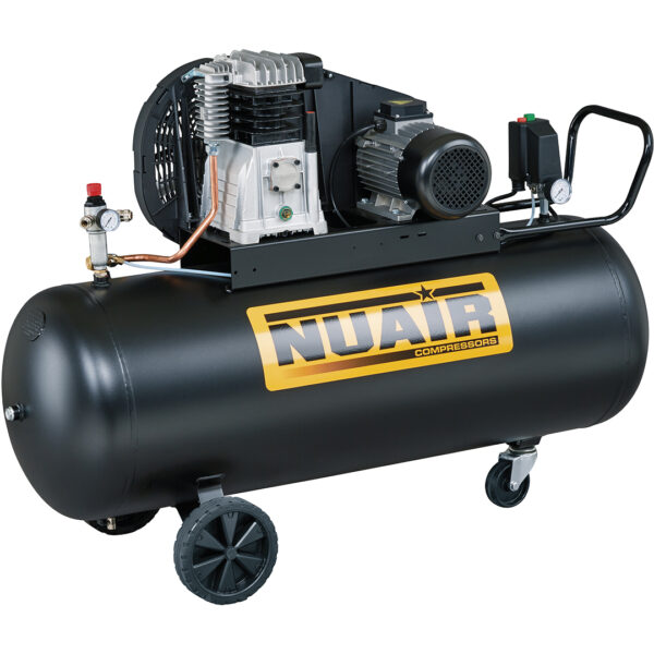 Compresseur NUAIR -  à piston - bicylindres en V  - 3 CV - 200 litres - 230v - entrainement par courroie -  GARANTIE 2 ANS