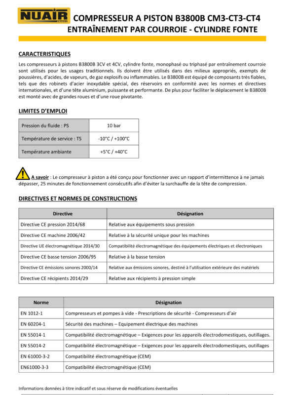 Compresseur NUAIR -  à piston - bicylindres en V  - 3 CV - 200 litres - 230v - entrainement par courroie -  GARANTIE 2 ANS – Image 3
