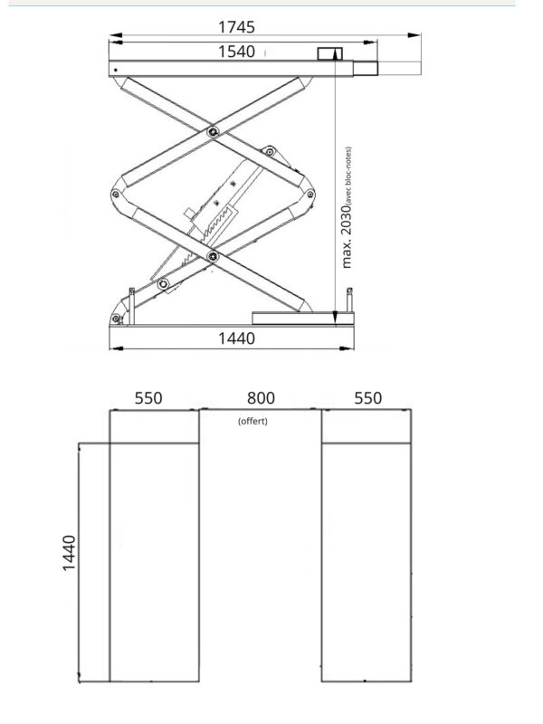 Pont élévateur à double ciseaux à encastrer -  3 Tonnes - 400V – Image 10