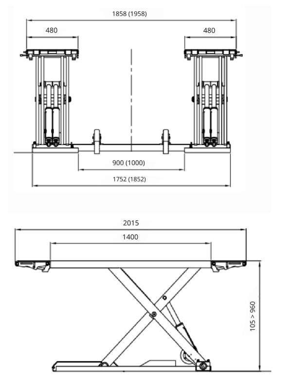 Pont élévateur à ciseaux hauteur 1m - TwinX - 3500kg - 230V - VL35B230M – Image 6