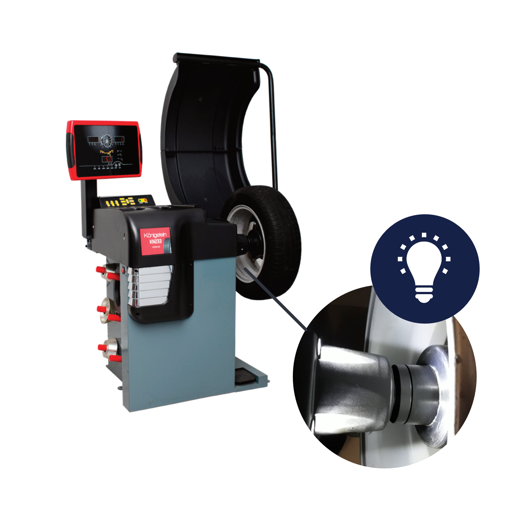 ÉQUILIBREUSE PROFESSIONNELLE AUTOMATIQUE POUR ROUES DE 12”- 24”- Königstein KN233 – Image 2