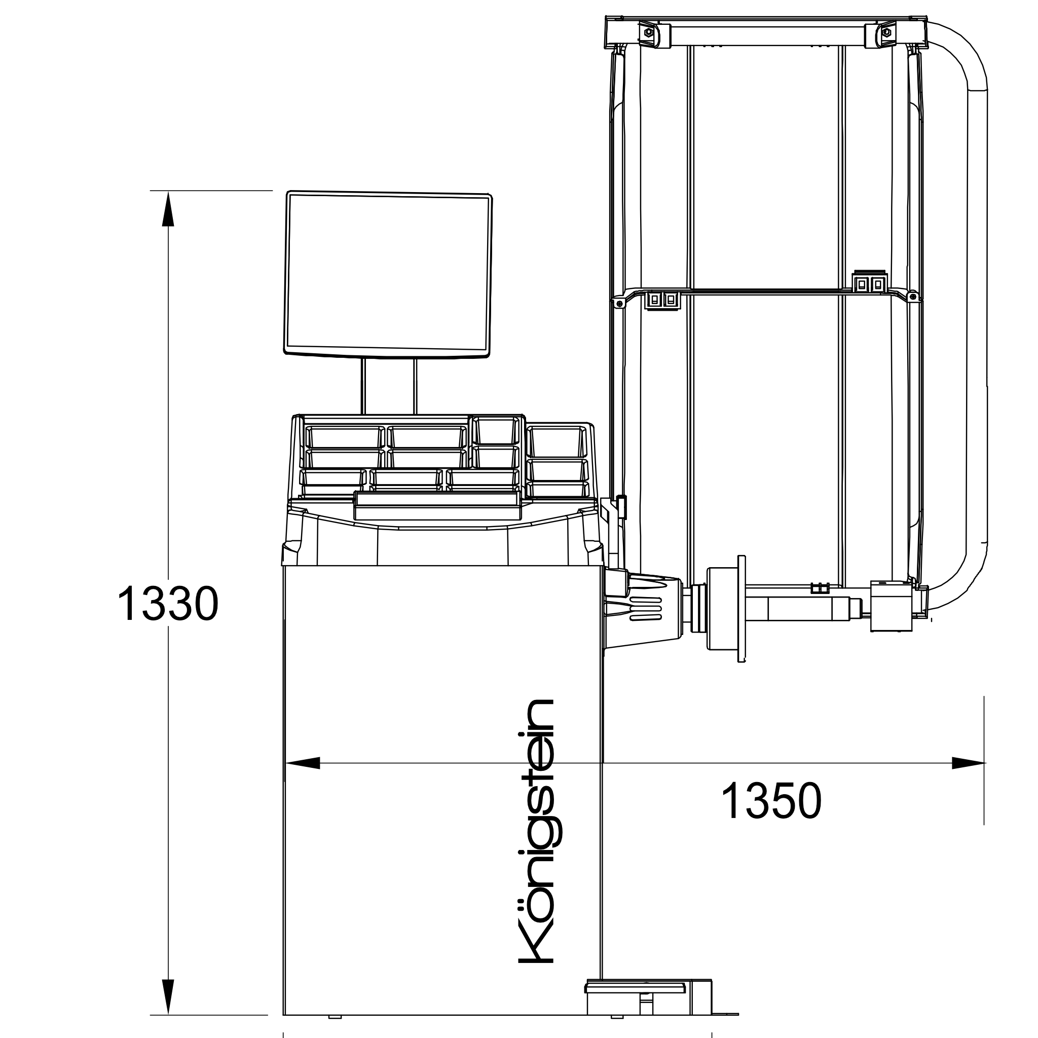 ÉQUILIBREUSE PROFESSIONNELLE AUTOMATIQUE POUR ROUES DE 12”- 24”- Königstein KN233 – Image 3
