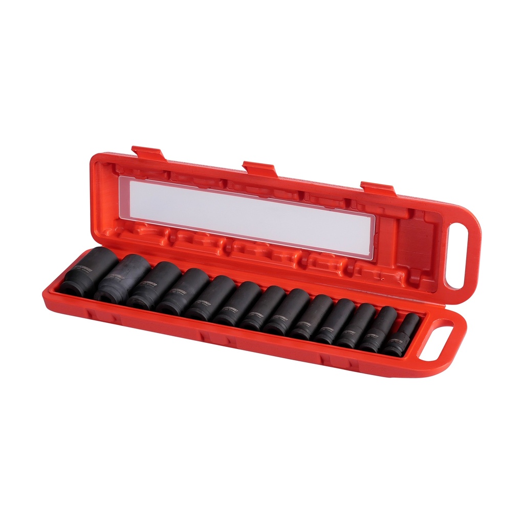 Jeu de douilles à chocs 12 pans 1/2" 13 pièces métriques