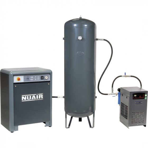 Compresseur Insonorisé NUAIR  à marche lente + Cuve 500L + Sécheur