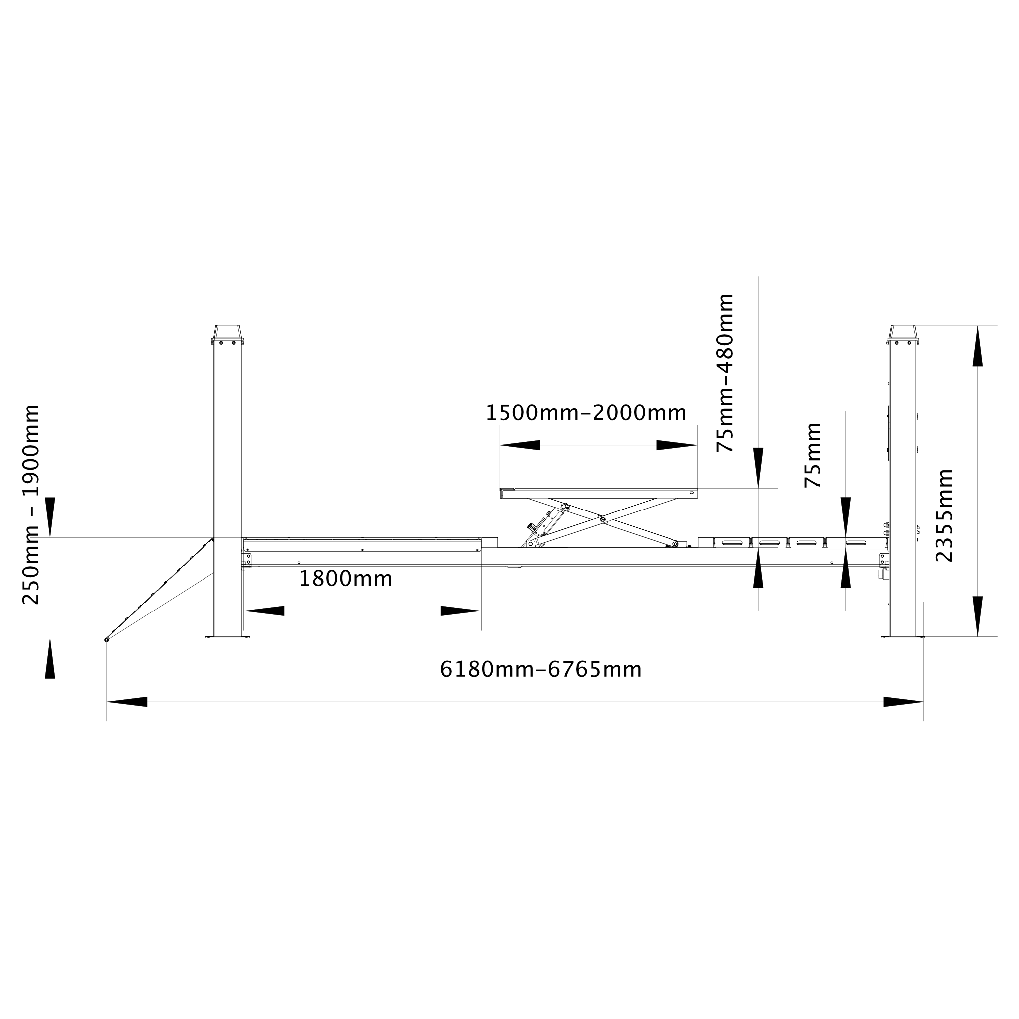 4 colonnes 5 Tonnes avec double élévateur à ciseaux - Königstein KN3450DT – Image 3