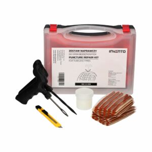 Kit de réparation de pneus de voiture dans un étui : 50 cordons de 100 mm, poinçon, applicateur