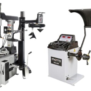 Pack Invento Turbo : Démonte-pneu Double vitesse 24″ avec bras d'assistance runflat +Equilibreuse 24″ avec point laser