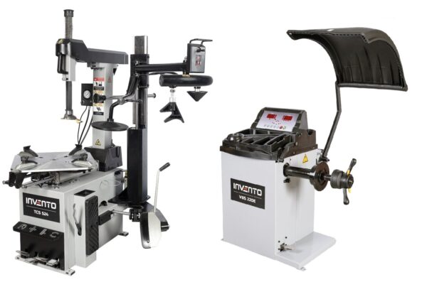 Pack Invento Turbo : Démonte-pneu Double vitesse 24″ avec bras d'assistance runflat +Equilibreuse 24″ avec point laser