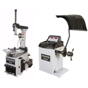 Pack Invento Express : Démonte-pneu double vitesse 26″ bras inclinable + Equilibreuse 24″ avec point laser