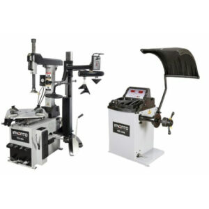 Pack Invento Turbo : Démonte-pneu Double vitesse 24″ avec bras d'assistance runflat +Equilibreuse 24″ avec point laser