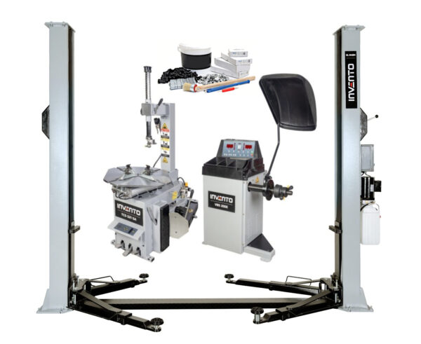 PACK GARAGE BASIC : Démonte-pneu 23" 230v + Equilibreuse + Pont élévateur 2 colonnes