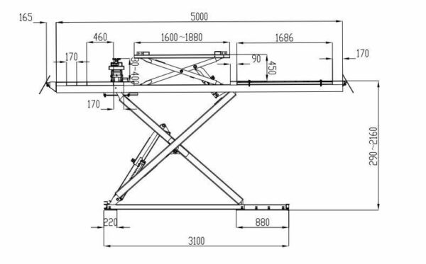 Pont élévateur ciseaux géométrie 5m - 5T - avec élévateur auxiliaire intégré -  INVENTO SL 550 LT – Image 4