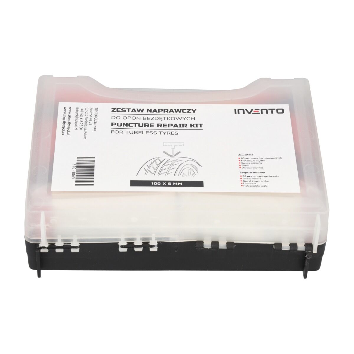 Kit de réparation de pneus de voiture dans un étui : 50 cordons de 100 mm, poinçon, applicateur – Image 2