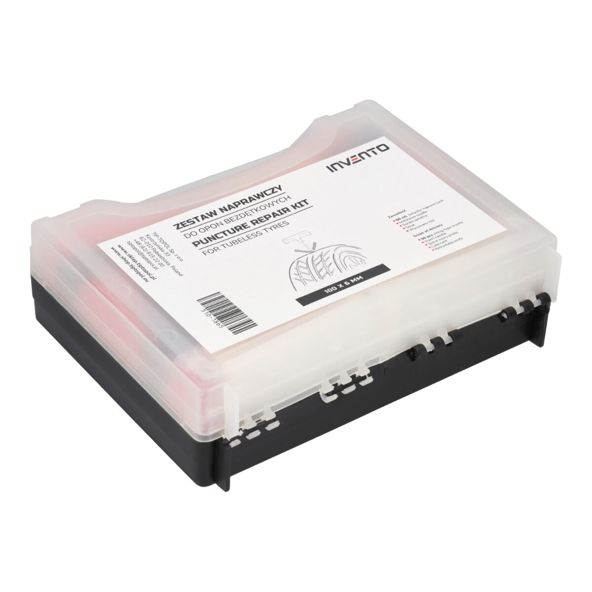 Kit de réparation de pneus de voiture dans un étui : 50 cordons de 100 mm, poinçon, applicateur – Image 3
