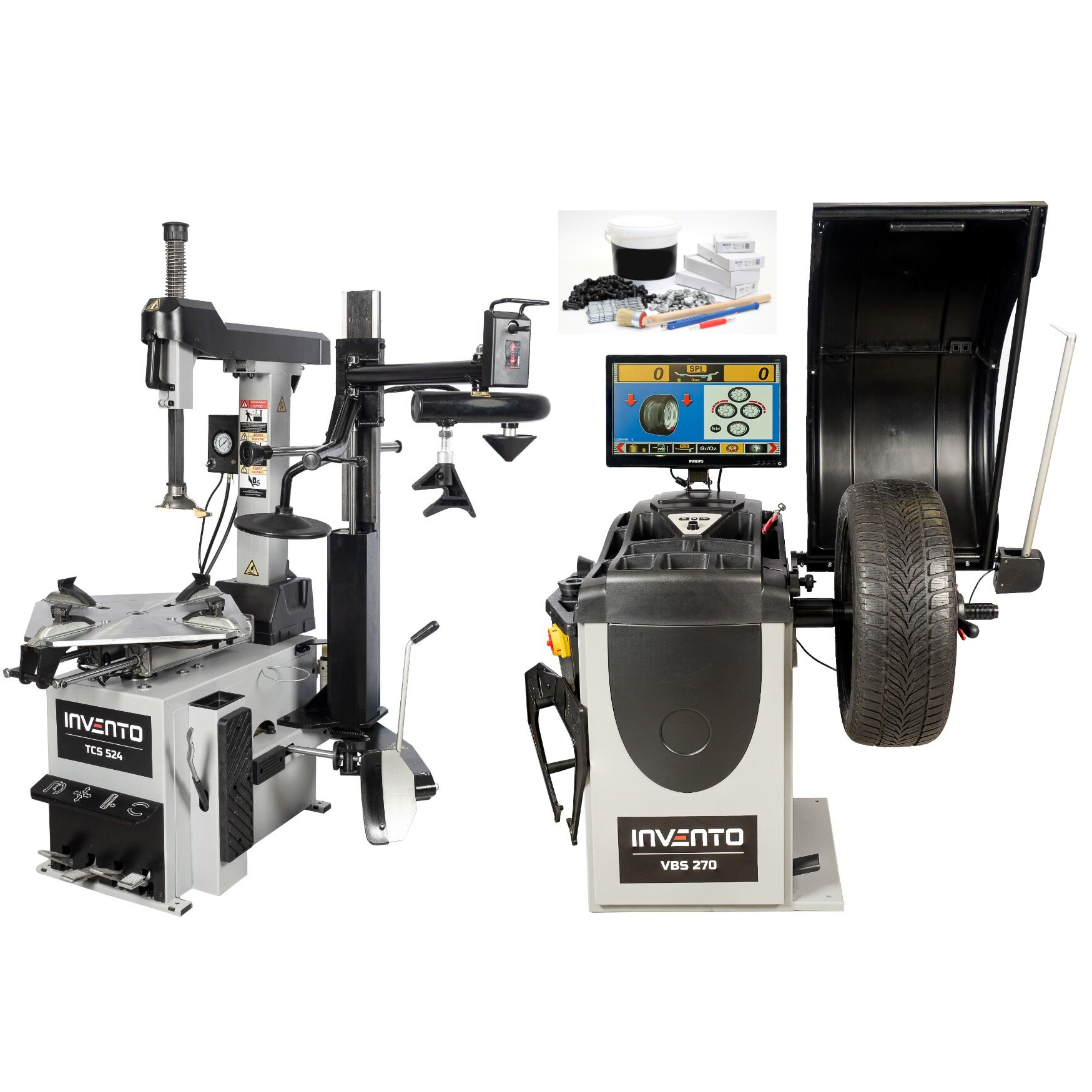 Pack TurboPlus: Démonte-pneus 26" double vitesse + Equilibreuse automatique 28" Laser