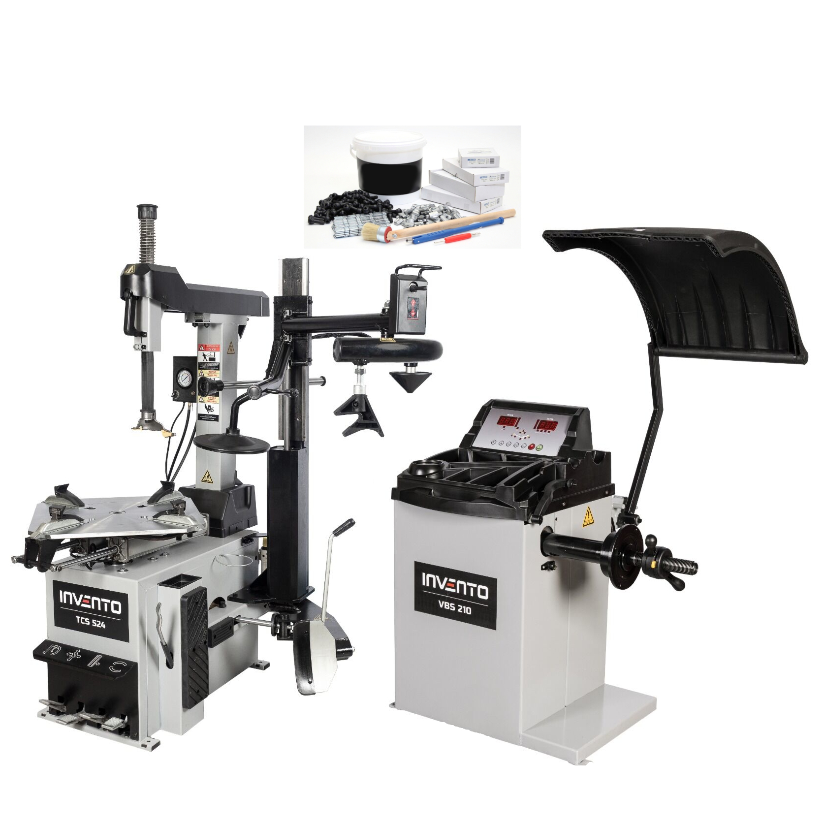 Pack Turbo : Démonte-pneu Double vitesse 26″ avec bras d'assistance runflat + Equilibreuse 24″ avec pointeur laser