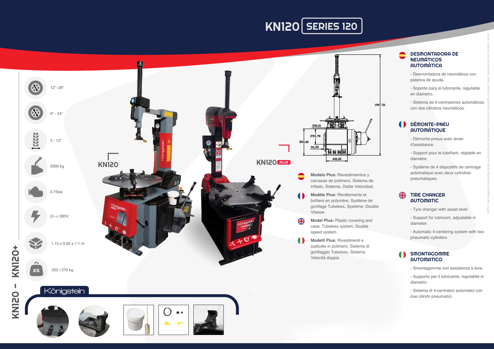 DEMONTE-PNEU AUTOMATIQUE 26 " KONIGSTEIN KN120 + bras d'assistance – Image 11