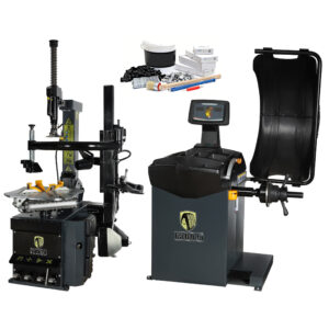 Pack PremiumLaser: Démonte-pneus 24″ 230v avec bras d’assistance Runflat 3 fonctions + Equilibreuse de roues avec laser 24″ automatique ZH827A – FABBRI