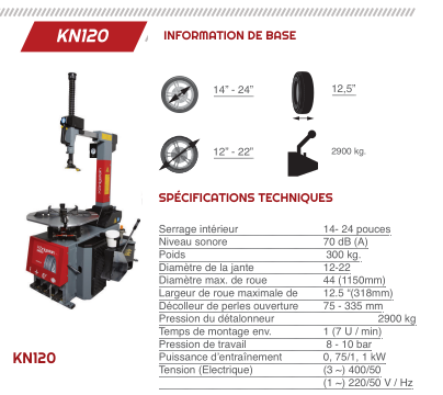 DEMONTE-PNEU AUTOMATIQUE 26 " KONIGSTEIN KN120 + bras d'assistance – Image 9