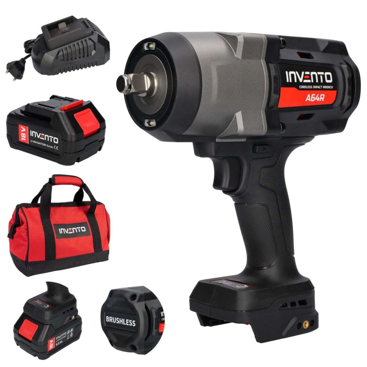 Clé à chocs sans fil INVENTO 1880 Nm 1/2" (2 batteries 4 Ah, sac, chargeur)