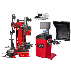 PACK COBRA :  Démonte-pneus COBRA automatique sans levier 30″, caméra, écran + Équilibreuse de roues 3D INVENTO VB 470S