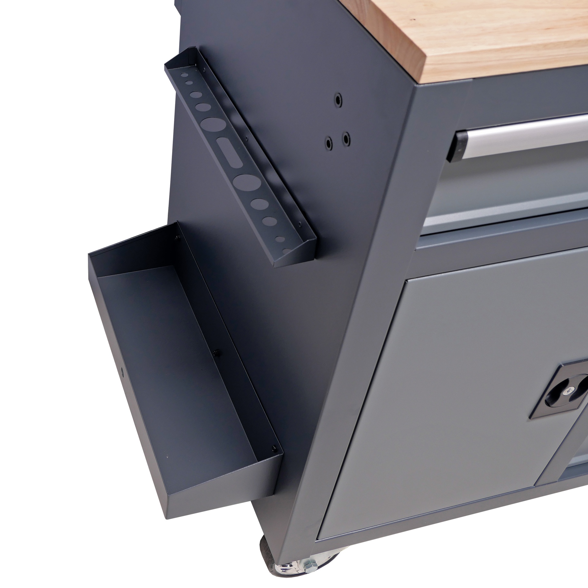 Chariot à outils avec panneau arrière et plateau en bois massif – Image 4