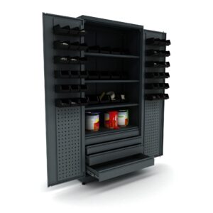 Armoire à outils métallique 2 portes 4 tiroirs incluant 51 bacs