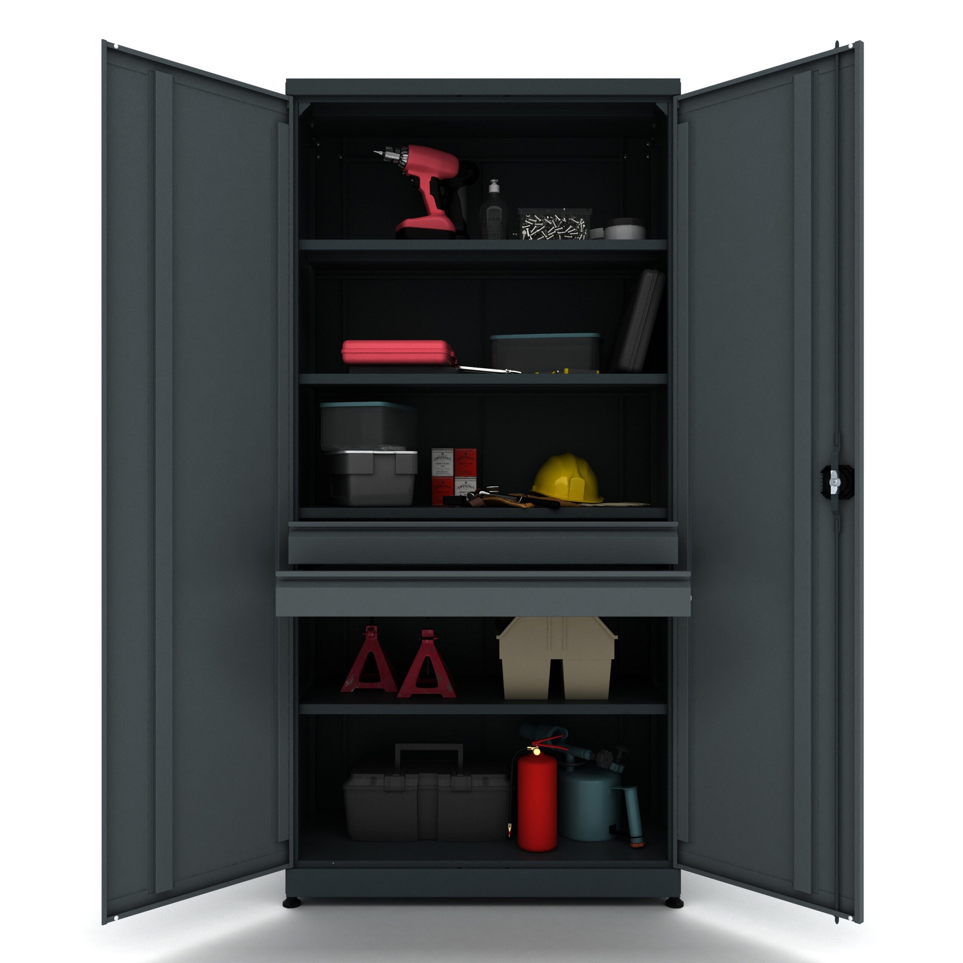 Armoire à outils en métal 2 portes incl. 2 tiroirs – Image 5