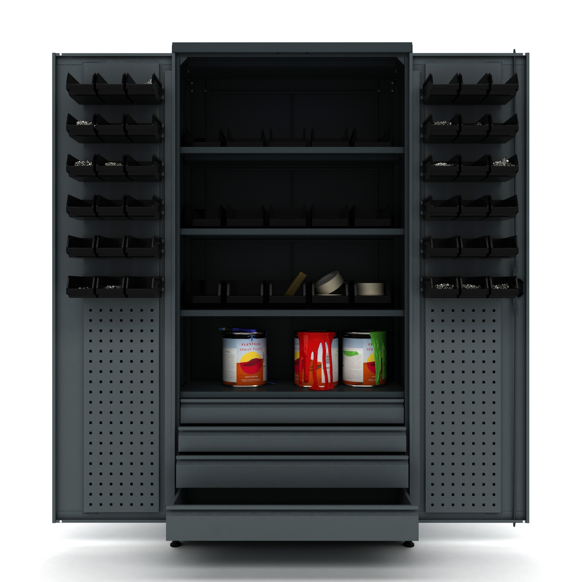 Armoire à outils métallique 2 portes 4 tiroirs incluant 51 bacs – Image 5