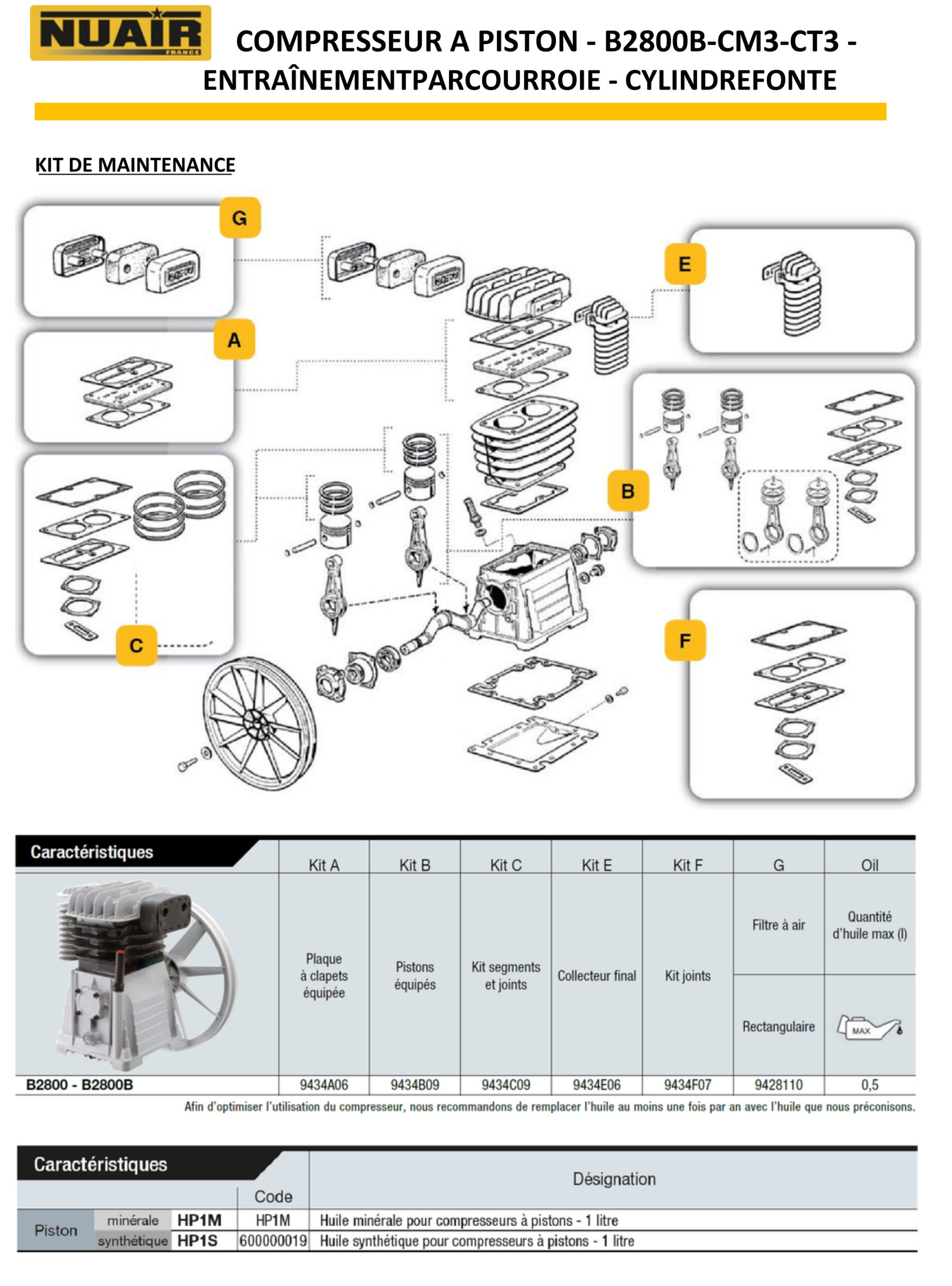 Compresseur à piston 3 CV - 100 litres - 230 V - B2800B/100CM3 – Image 7