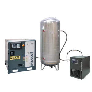 Compresseur à vis vitesse variable - 15 kW - 10bar + cuve 500L + sécheur - K-MAX 15/10/VS/500VG/ES